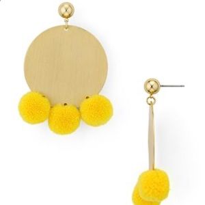 NWT BAUBLEBAR GOLD DISK YELLOW POM POM EARRINGS